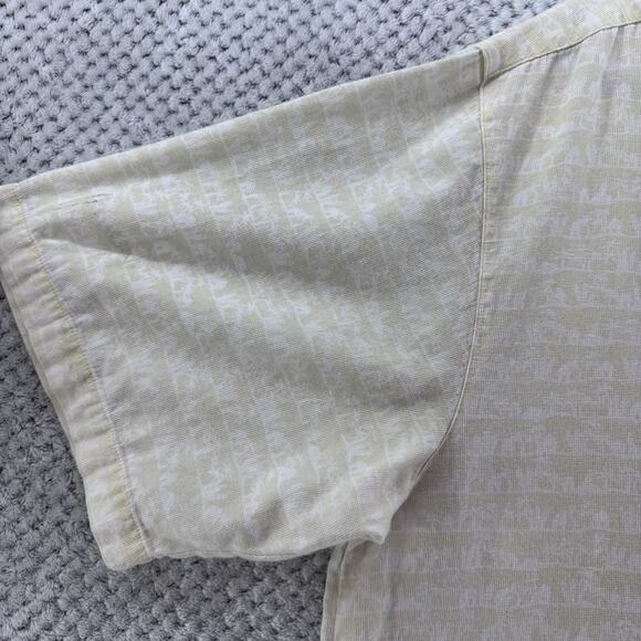 Columbia Shirt Mens XL Yellow Cotton Surfboard Print Button Front Short Sleeve - Picture 5 of 12